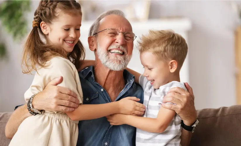 Grandfather with grandchildren